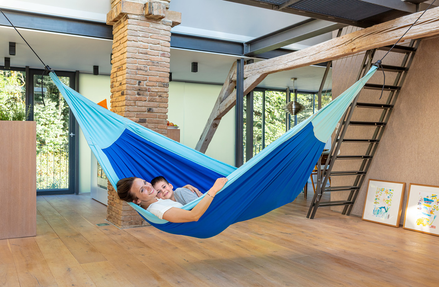 Moki Dolphy - Padded Organic Cotton Double Hammock with Suspension