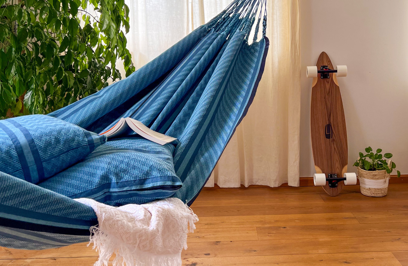 Flora Blue Zebra - Organic Cotton Kingsize Classic Hammock