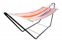 CHILLOUNGE® Nizza Sunrise - Singel hängmatta med träkarmar med pulverlackerad stål-ställning